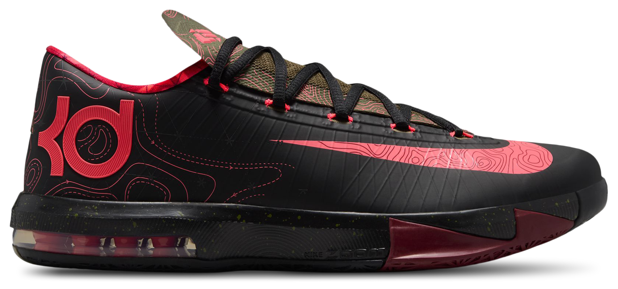 Nike KD 6 - Men Shoes (Black-Atomic Red-Medium Olive)