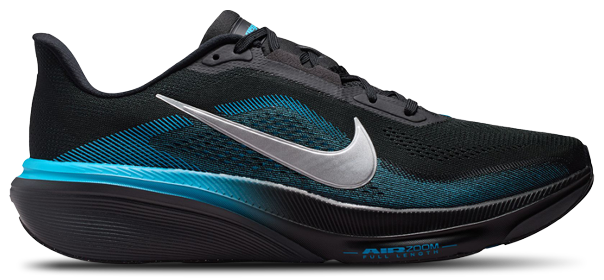 Nike Zoom Pegasus 42 - Men Shoes (Black-Metallic Silver-Light Current Blue)