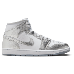 Women Shoes - Jordan 1 Mid SE - White-Mtlc Silver