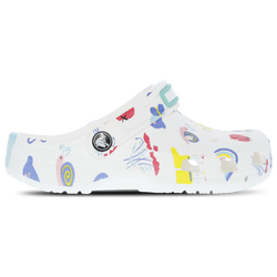 Pre School Flip-Flops and Sandals - Crocs Classic Doodle Print Clog - White-Multi