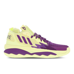 Grade School Boots - adidas Dame 8 - Yellow Tint-Glory Purple-Signal Green