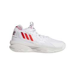 Grade School Boots - adidas Dame 8 - White-Vivid Red-Black