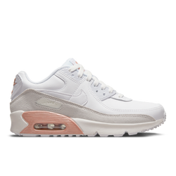 Grade School Shoes - Nike Air Max 90 - White-White-Metallic Red Bronze