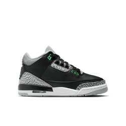 Grade School Shoes - Jordan 3 Retro - Black-Green Glow-Wolf Grey