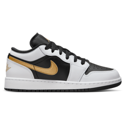 Grade School Shoes - Jordan 1 Low - White-Mtlc Gold-Black