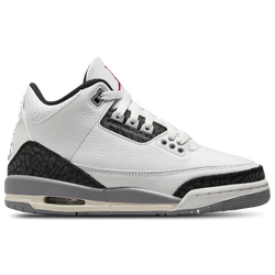 Grade School Shoes - Jordan 3 Retro - Summit White-Fire Red-Cement Grey