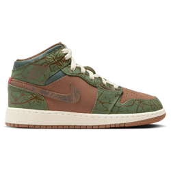 Grade School Shoes - Jordan 1 Mid - Archaeo Brown-Lt Olive-Treeline