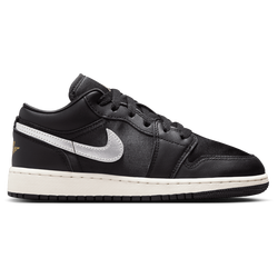 Grade School Shoes - Jordan 1 Low - Black-Mtlc Silver-Sail