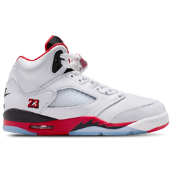 Grade School Shoes - Jordan 5 Retro - White-Fire Red-Black