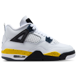 Grade School Shoes - Jordan 4 Retro - White-Tour Yellow-Dark Blue Grey