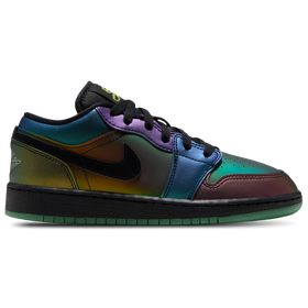 Aj1 Low - Grade School - Black / Metallic Silver / Action Green