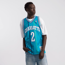 Men Jerseys/Replicas - Mitchell & Ness Hardwood Classics Swingman Hornets Jersey Johnson 1992-1993 - Teal-Teal