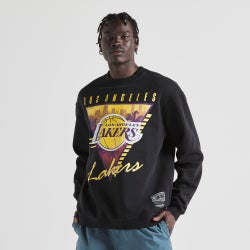 Men Sweatshirts - Mitchell & Ness Tri Logo Vint Lakers Crew - Faded Black-Faded Black