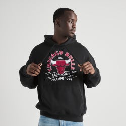 Men Hoodies - Mitchell & Ness Chicago Bulls Letterman Hoodie - Black-Red