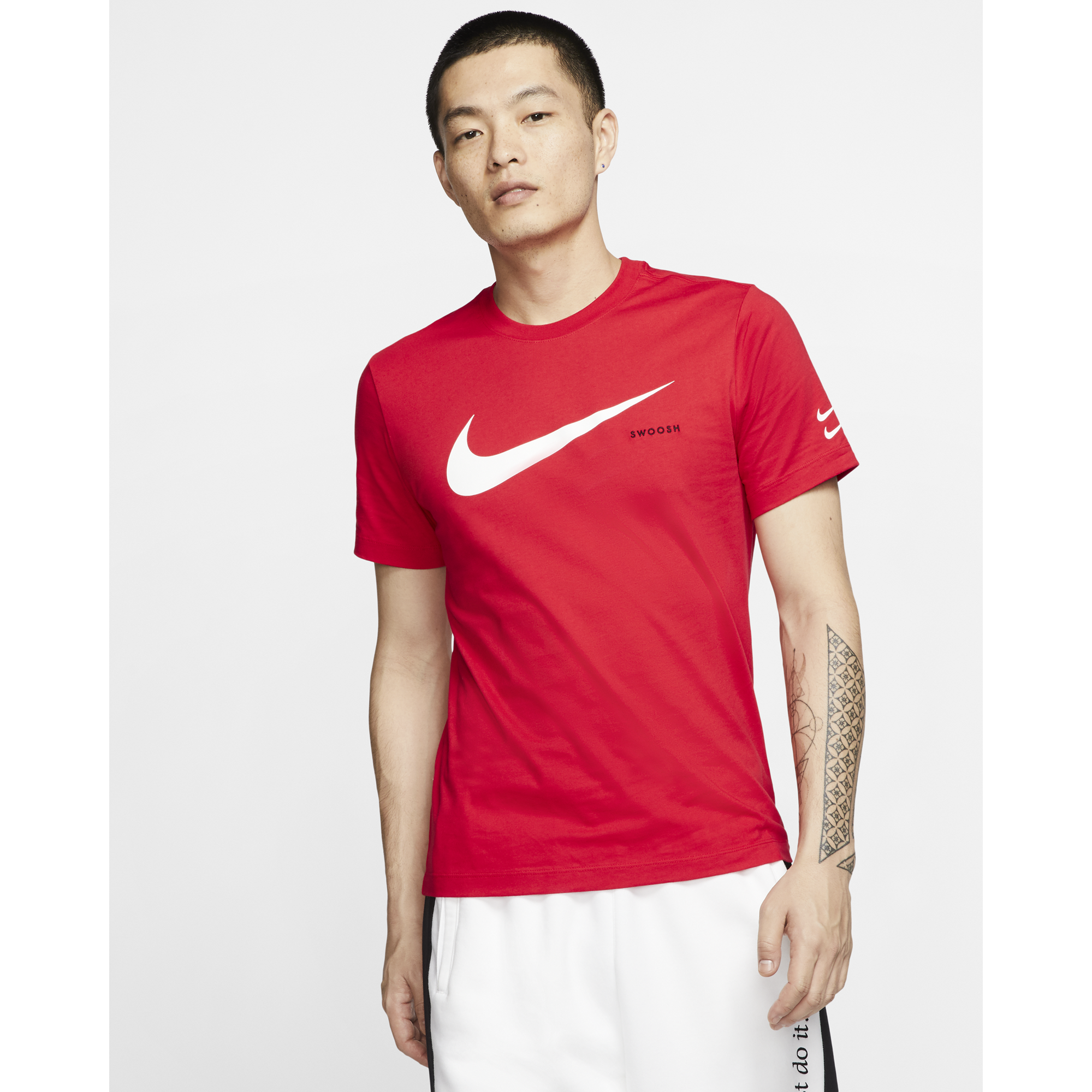 red nike swoosh shirt