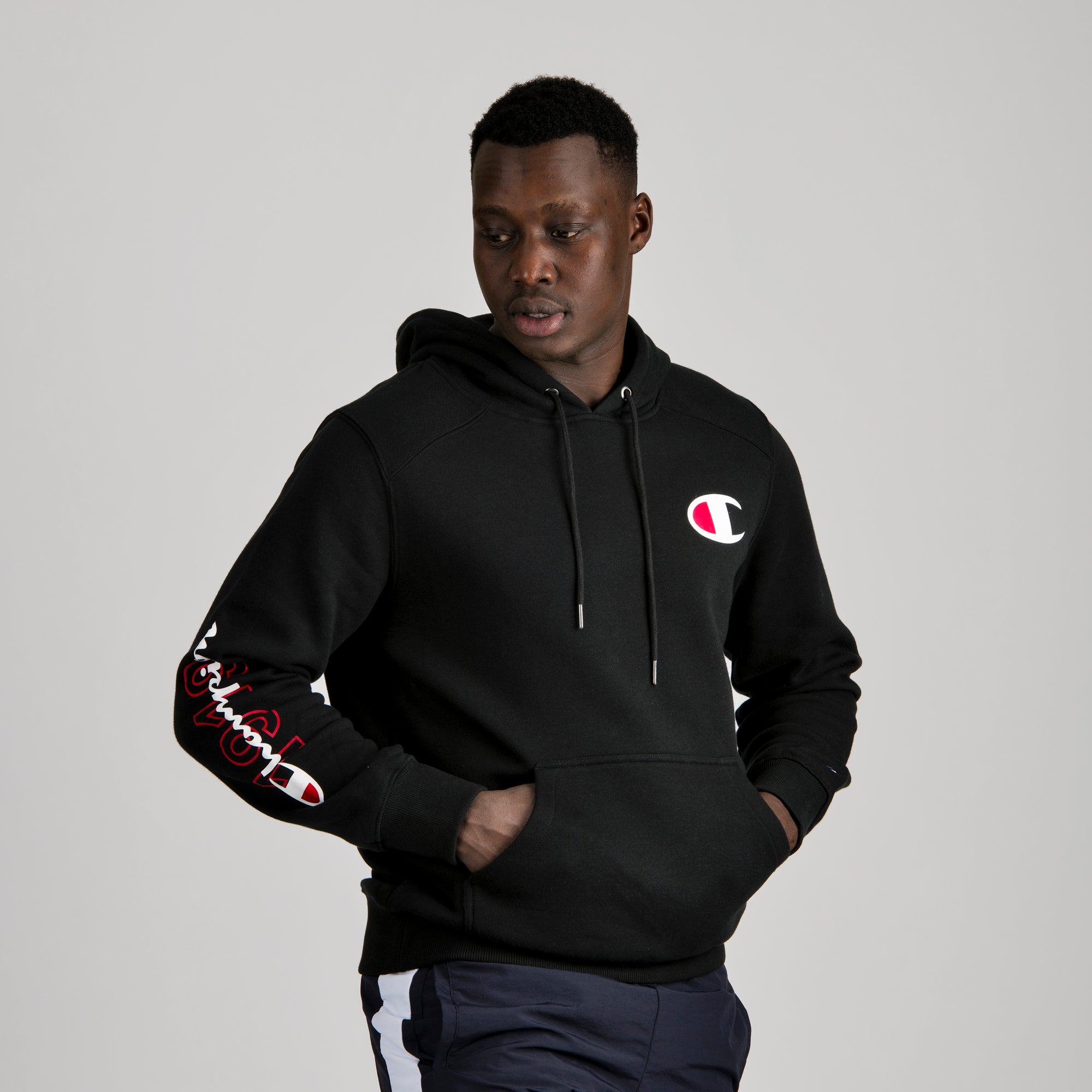 champion hoodie with c on sleeves