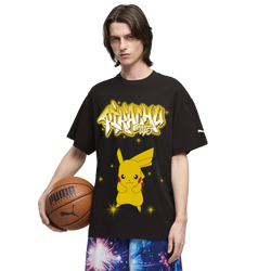 Men T-Shirts - Puma Pokemon X Hoops Pikachu Tee - Puma Black