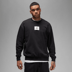 Men Sweatshirts - Jordan Flight Essentials Statement Fleece Crew - Black-White