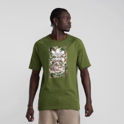 Men T-Shirts - adidas Camo Tongue Tee - Wild Pine-Wild Pine-White