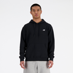 Men Hoodies - New Balance Small Logo Brushed Fleece Hoodie - Black-White