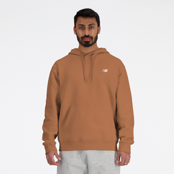 Men Hoodies - New Balance Small Logo Brushed Fleece Hoodie - Brown-White