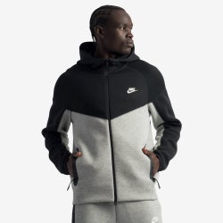 Men Hoodies - Nike Tech Fleece Full-Zip Windrunner Hoodie - Dark Grey Heather-Black-White