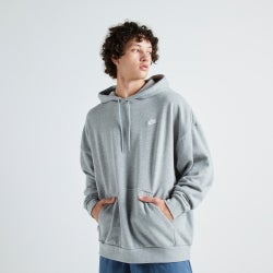 Men Hoodies - Nike Club French Terry Oversized - Dk Grey Heather-Lt Smoke Grey-White