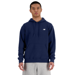 Men Hoodies - New Balance Nb Essentials Fleece - Navy-White