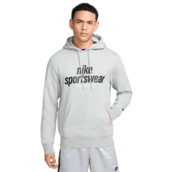 Men Hoodies - Nike Sportswear Oversized French Terry Pullover Hoodie - Dk Grey Heather-Black