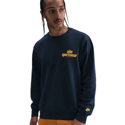 Men Sweatshirts - Nike Club Fleece Crew - Obsidian-Univerisy Gold