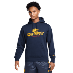 Men Hoodies - Nike Sportswear Oversized French Terry Pullover Hoodie - Obsidian-University Gold