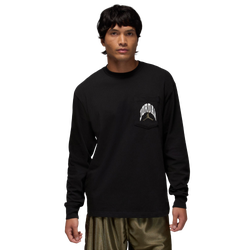 Men T-Shirts - Jordan Long Sleeve Crew - Black-Sail
