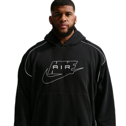 Men Hoodies - Nike Air Brushed Fleece Hoodie - Black-White