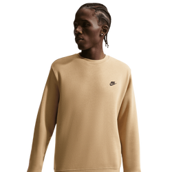 Men Sweatshirts - Nike Club Brushed Fleece Crew - Parachute Beige-(Obsidian)
