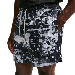 Men Shorts - Nike Dri-fit Standard Issue Mesh 5' Inch Shorts All Over Print - White-Black-(Pale Ivory)