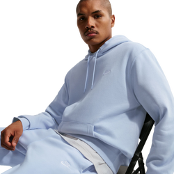 Men Hoodies - Nike Club Fleece Pullover Hoodie - Hydrogen Blue-Hydrogen Blue-(White)