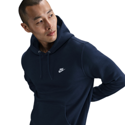 Men Hoodies - Nike Club Brushed Fleece Hoody - Obsidian-Obsidian-(White)