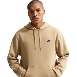 Men Hoodies - Nike Club Brushed Fleece Hoody - Parachute Beige-Parachute Beige-(Obsidian)