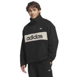 Men Sweatshirts - adidas Polar Fleece Half Zip Pull Over - Black-Khaki