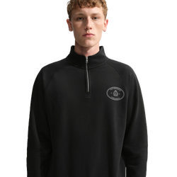 Men Sweatshirts - Nike Club Half Zip Fleece Top - Black-Black