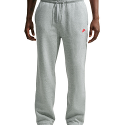 Men Pants - Nike Club Fleece Open Hem Pants - Dk Grey Heather-Light Smoke Grey-University Red