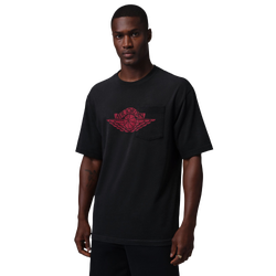 Men T-Shirts - Jordan Flight Essentials 85  Pocket Tee - Black-(University Red)