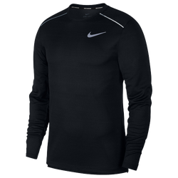 Men T-Shirts - Nike Dri-fit Miler Mens Long Sleeve Running Top - Black-Black-Reflective Silv