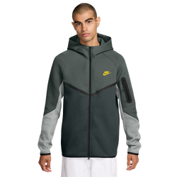 Men Hoodies - Nike Fleece Windrunner Jacket - Camo Green-Black Spruce-Chrome Yellow