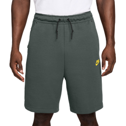 Men Shorts - Nike Tech Fleece Shorts - Camo Green-Chrome Yellow