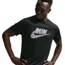 Men T-Shirts - Nike Miler Dri-fit Running Tee - Black-White