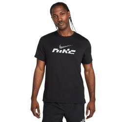 Men T-Shirts - Nike Miler Dri-fit Running Tee - Black-Reflective Silver