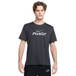 Men T-Shirts - Nike Miler Dri-fit Running Tee - Dk Smoke Grey-Reflective Silv