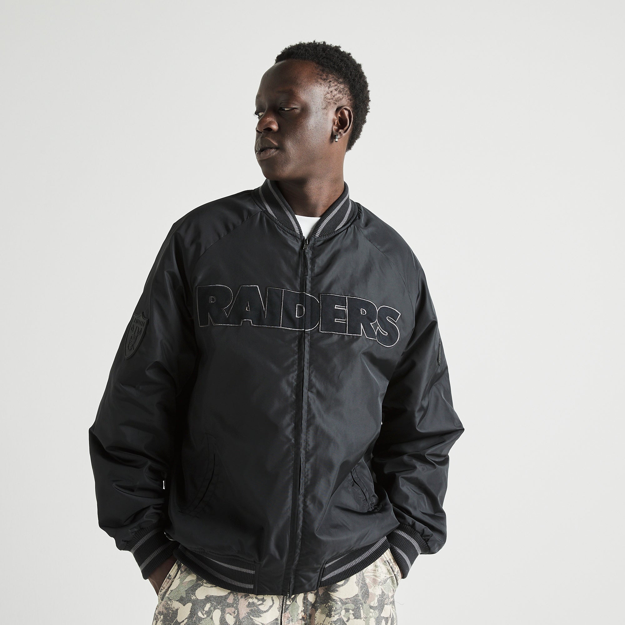 Majestic NFL Tonal Nylon Varsity Jacket Las Vegas Raiders | Foot