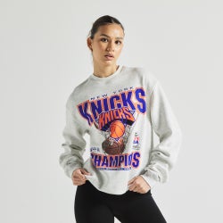 Women Sweatshirts - Mitchell & Ness Long Sleeve Crew - -Silver Marle